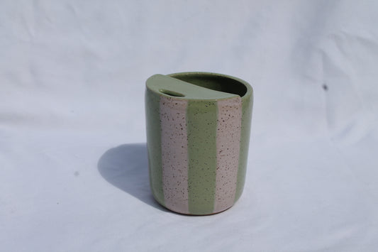 Stripe Travel Cup- Matcha + Blossom